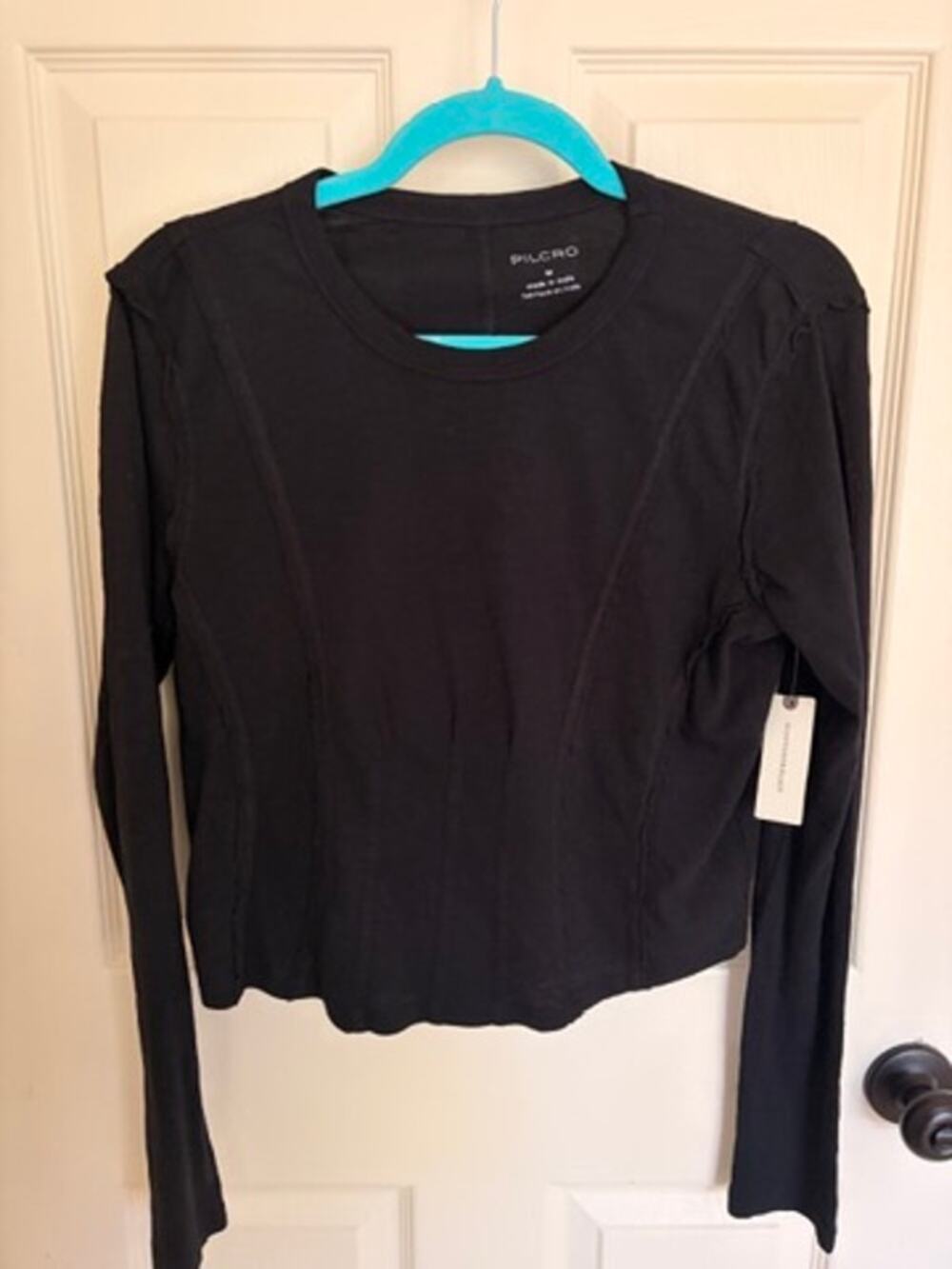 Pilcro Anthropologie NWT Black Exposed Seam Top size M